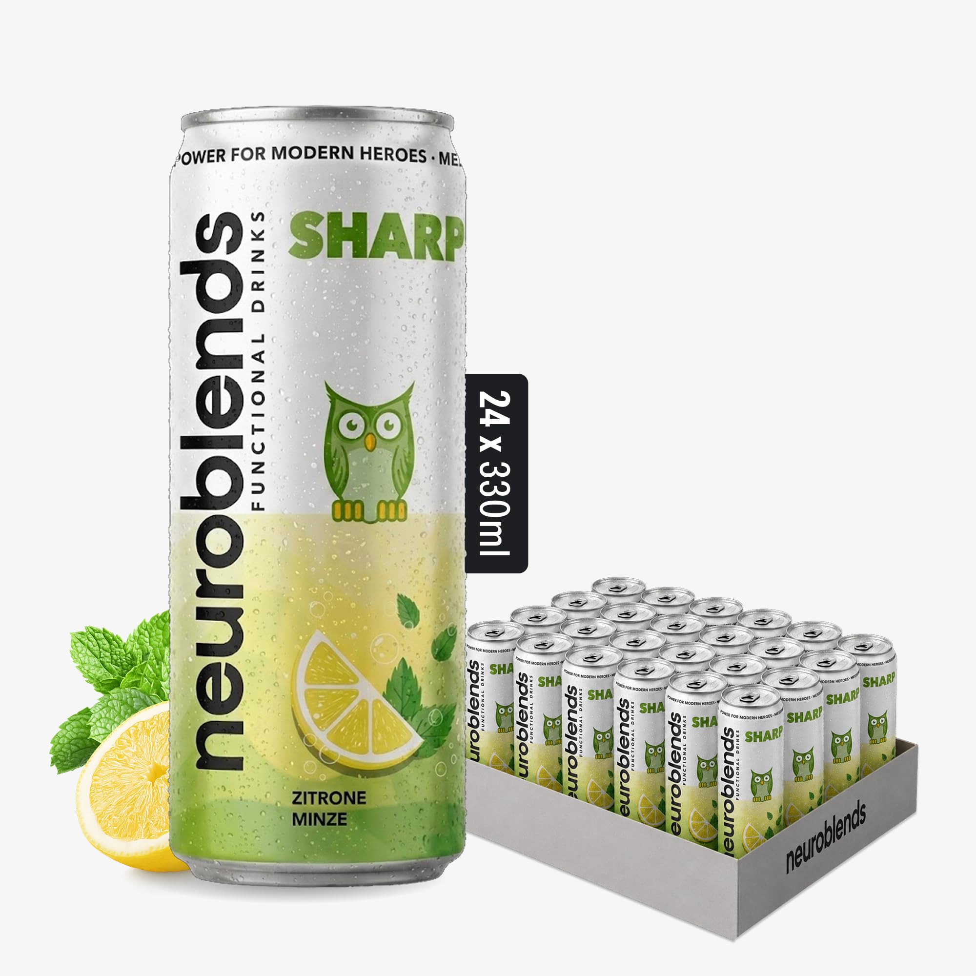 Neuroblends SHARP | Energy Drink Zero | Natürliches Koffein | 24x330ml | Energy Drink Fokus Booster | Alternative zu Kaffee | zuckerfrei & kalorienfrei