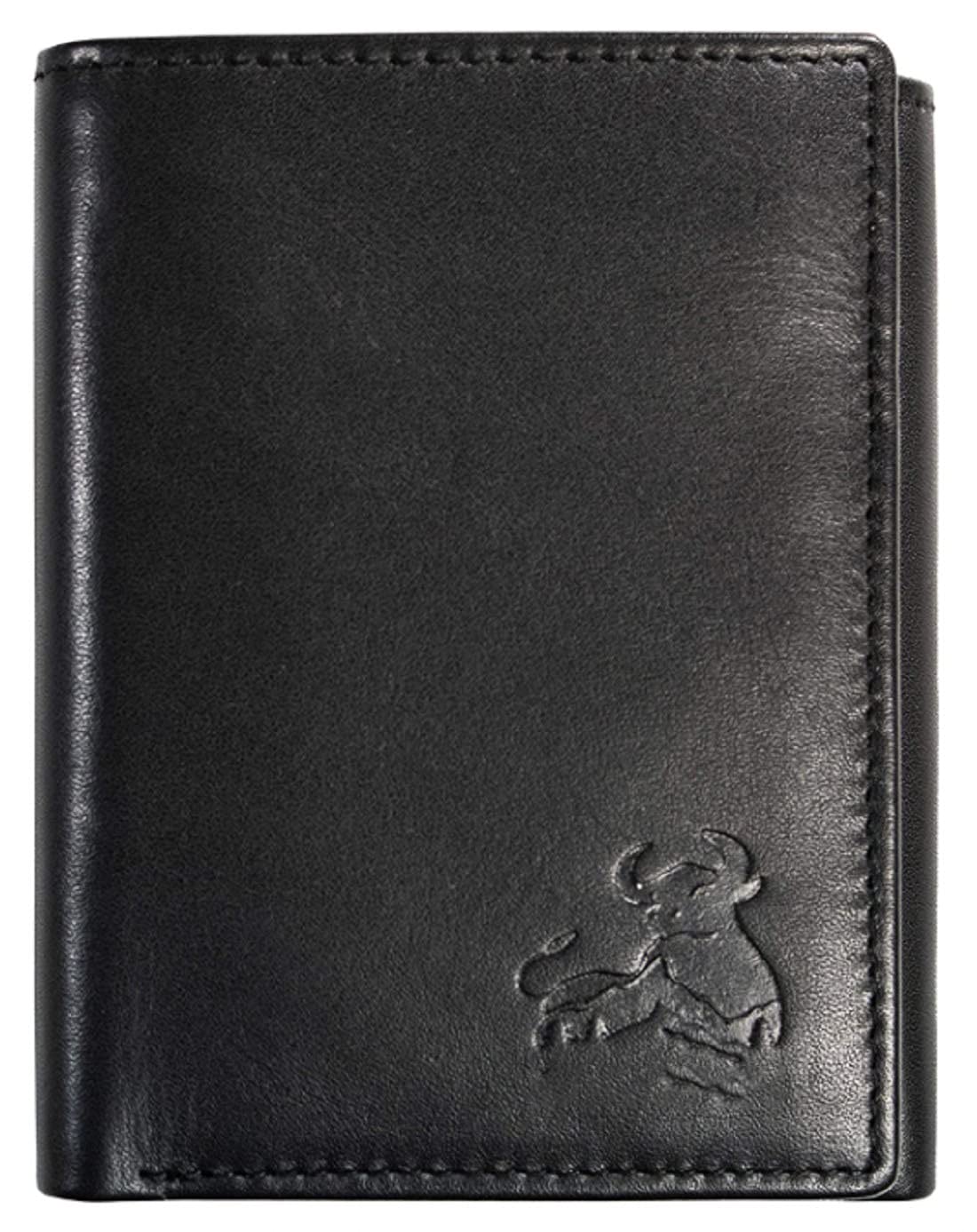 Contacts Men's Black Genuine Leather RFID Blocking Wallet | Bifold Wallet with 8 Card Slots, 1 ID Window