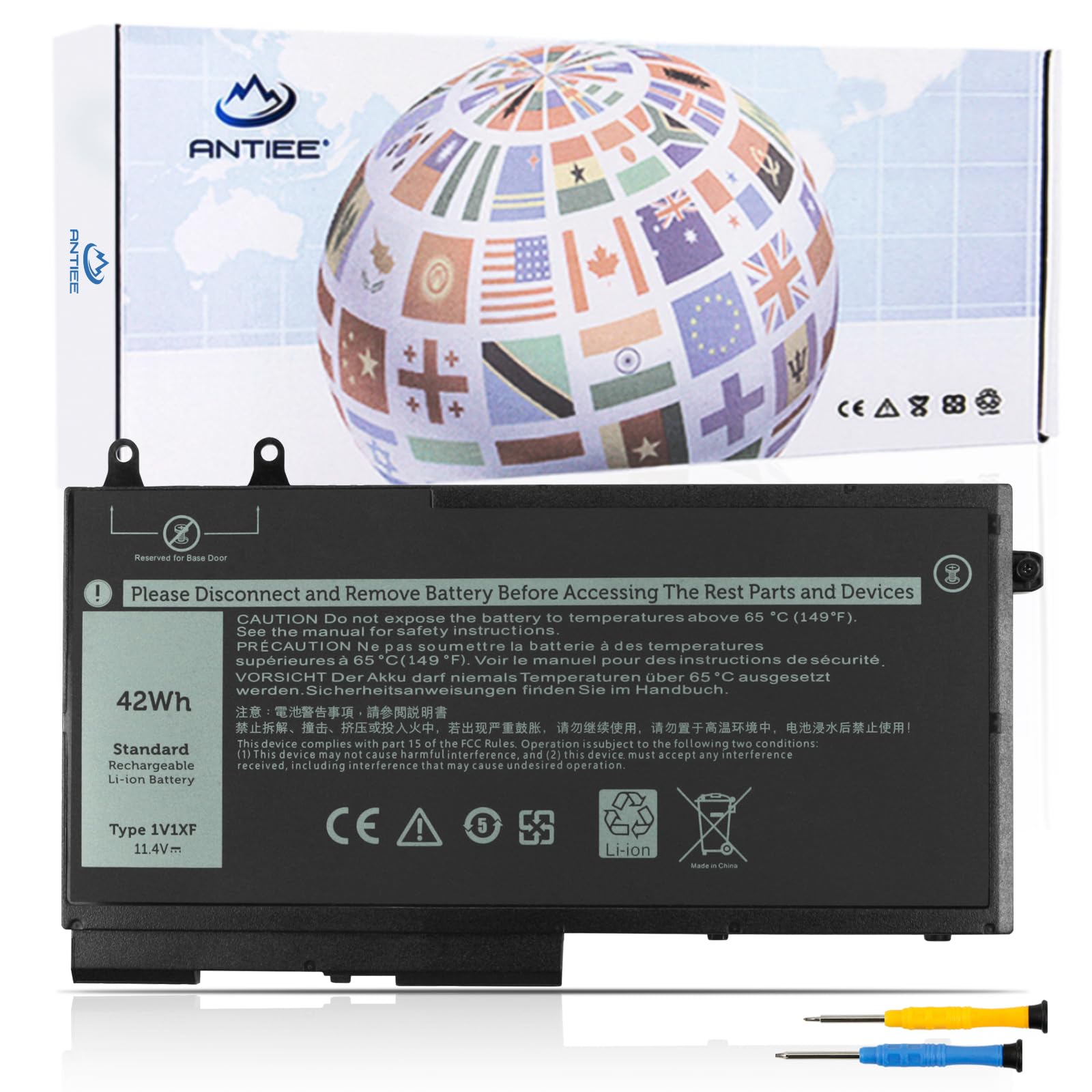 ANTIEE 42Wh 1V1XF Laptop Batería para DELL Latitude 5400 5500 E5400 E5500 | Inspiron 7590 7591 2n1 2-in-1 Precision 3540 M3540 Mobile Workstation Series P84F P98G P80F R8D7N 49HG8 H82T6 K7C4H TNT6H