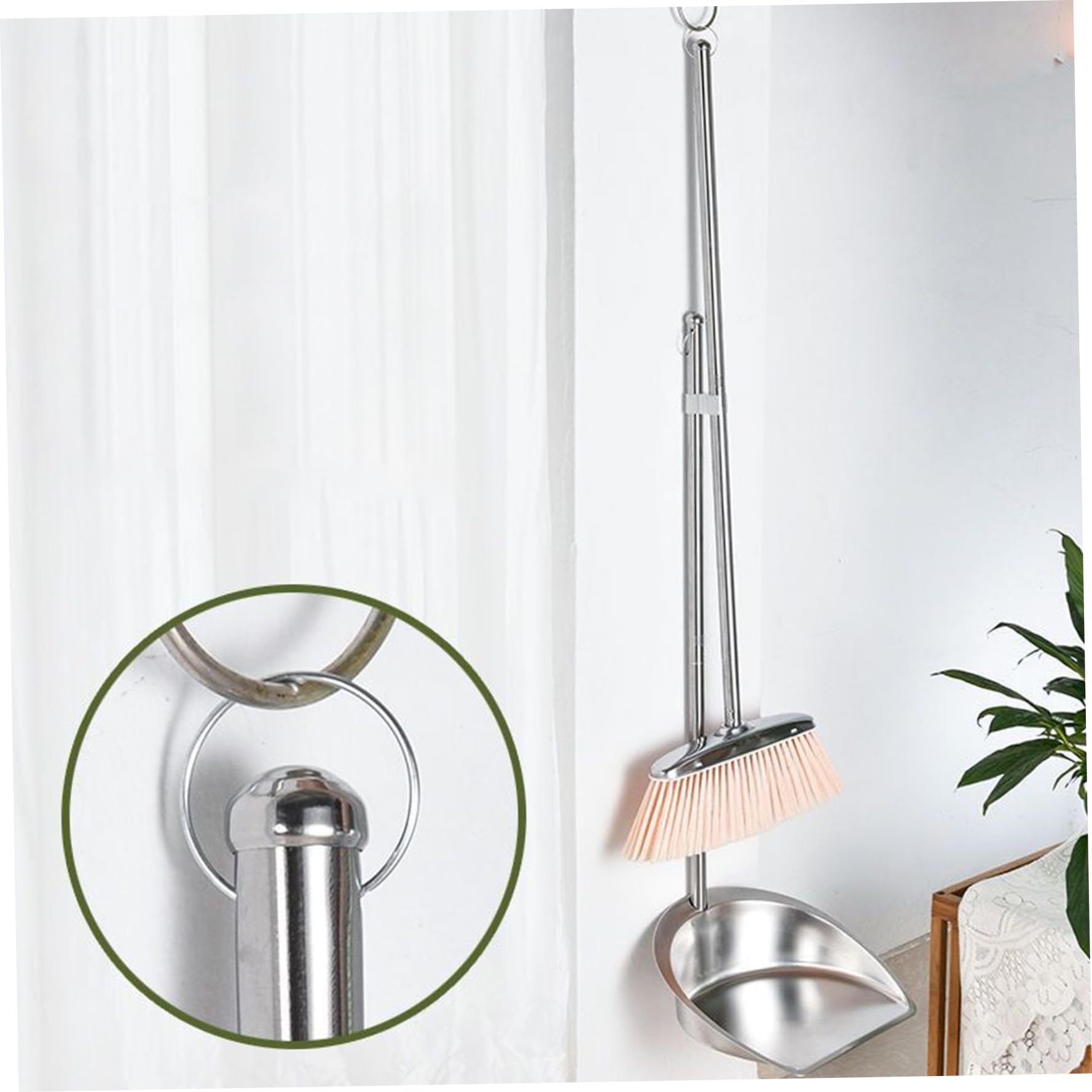 NIDONE Recogedor De Gran Tamaño para Trabajo Pesado con Mango Largo, Recogedor De Metal Y Cepillo Recogedor De Acero Inoxidable Recogedor Vertical De Pie, para Limpieza del Hogar En Interiores - L