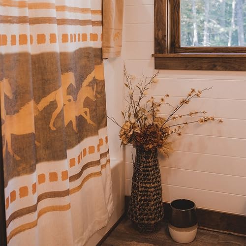 Miniatura 2 de Paseo Road by HiEnd Accents - Cortina de ducha con 12 ganchos, 72 x 72 pulgadas, estilo rústico occidental