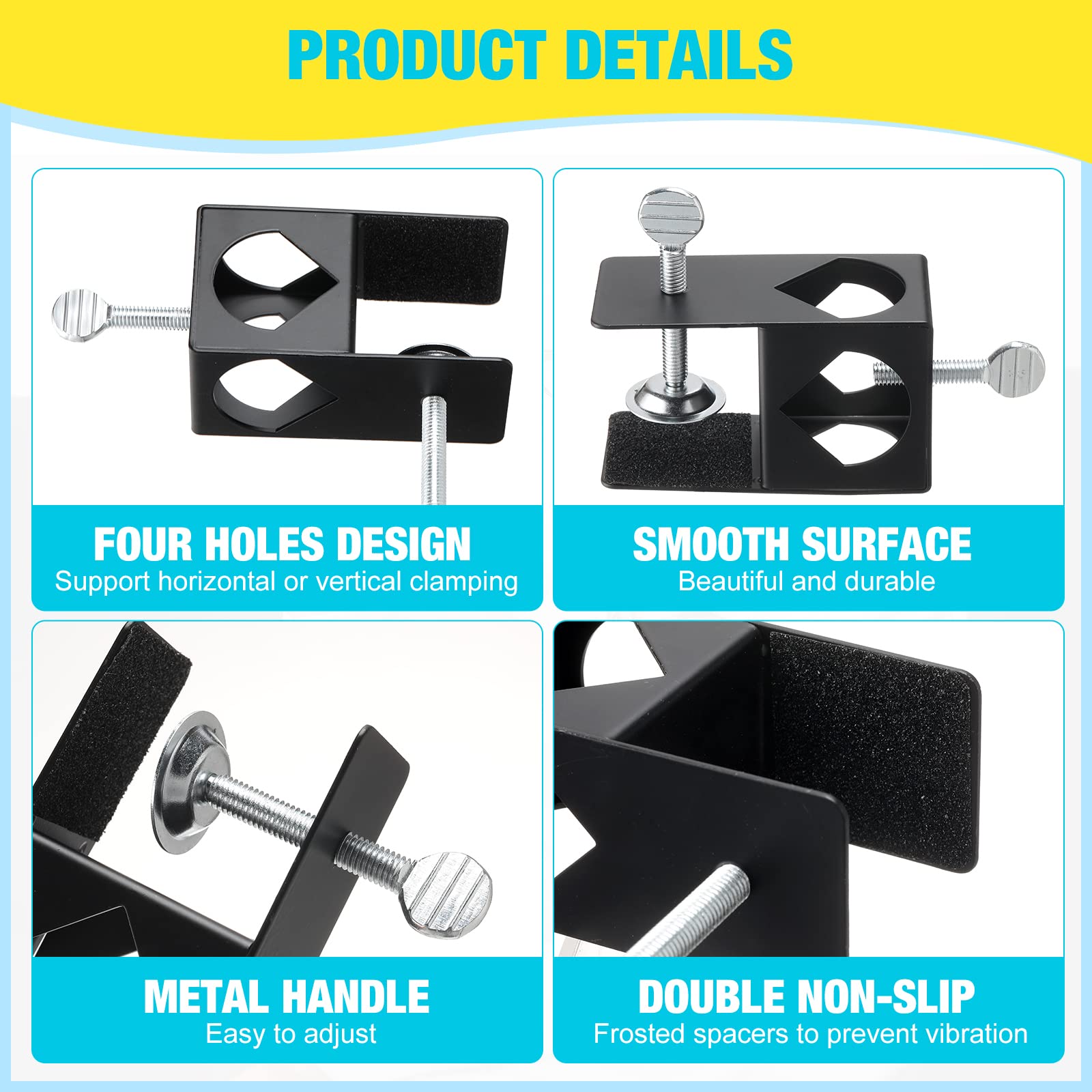 12 Pcs Deck Torch Clamp Metal Black Torch Mount Holder Outdoor Pole Clamp Universal Porch Rail Clamp Accessory for Railings Torches