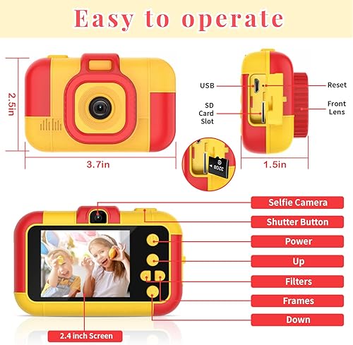 Miniatura 3 de Cámara para niños y niñas, cámaras de video digital HD 1080P para niños, cámara de juguete para selfies, regalos de Navidad y cumpleaños para niños