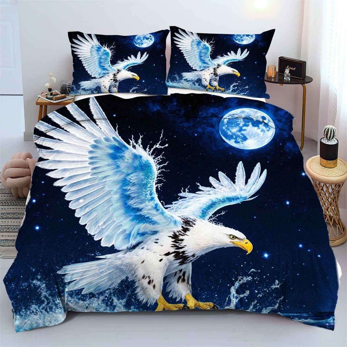 Housse de couette légère 240x260 cm aigle blanc parures de lit adulte
