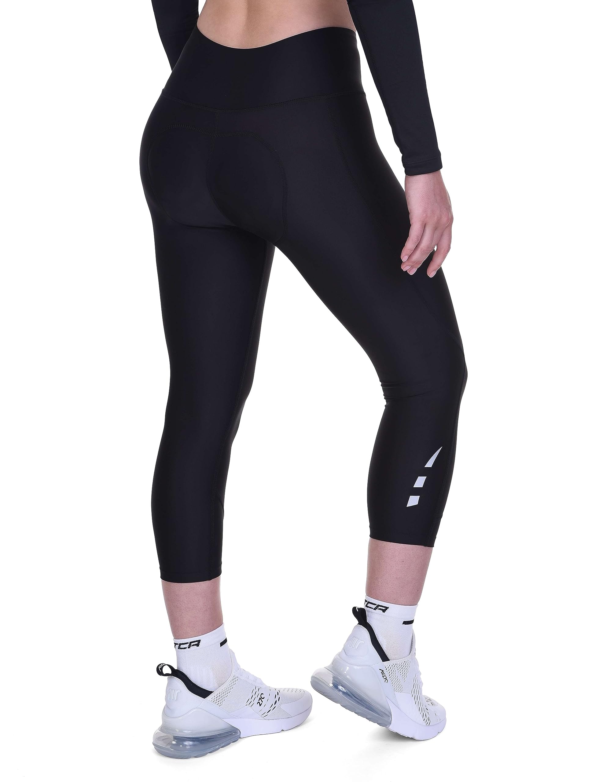 TCA Leggings da Ciclismo 3/4 Imbottiti per Donne. Pantaloncini da Bici a Vita Alta Traspiranti con Tasche Antiscivolo e Asciugatura Rapida