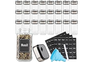 Frascos para Especias de Cocina, 24 Frascos de Vidrio Cuadrados Vacíos de...