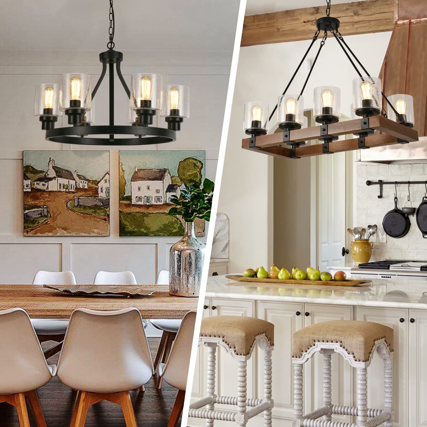 HGHYjrxfkl 4 Pack Clear Seeded Glass Shade,Cylinder Clear Bubble Glass Shade 5.12in Height, 4.72in Diameter, 1.65 in Fitter, Glass Lampshade Replacement for Pendant Light, Chandelier