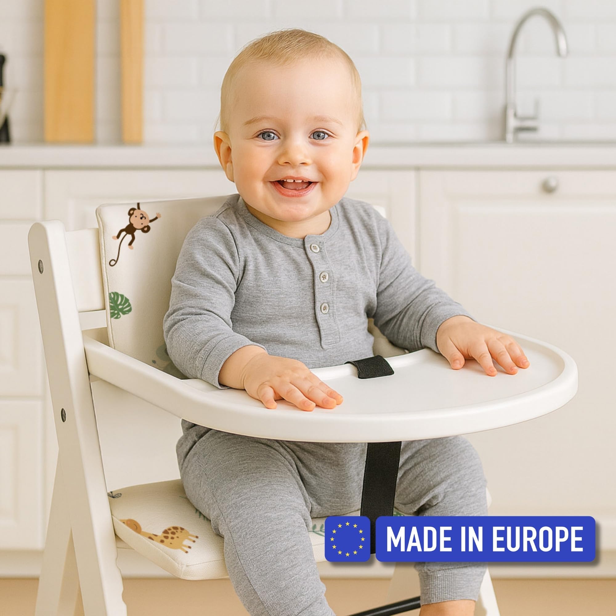 Copri seggiolone pappa universale 2 pezzi - copriseggiolone bambino e bambina per Hauck e Stokke cuscino imbottitura riduttore per sedia con un rivestimento impermeabile stabile Safari