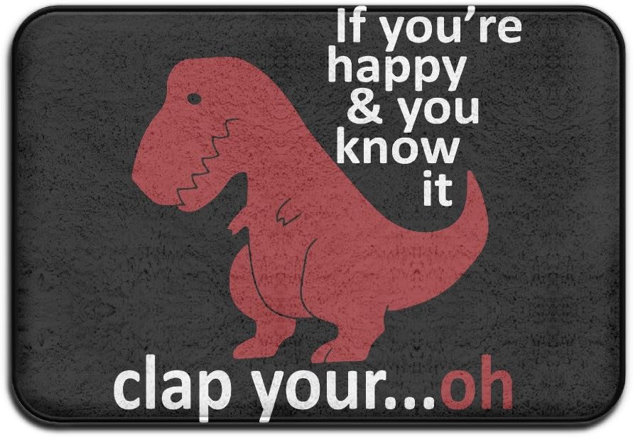T Rex If You Are Happy Clap Your Hands T-Rex Front Door Mats