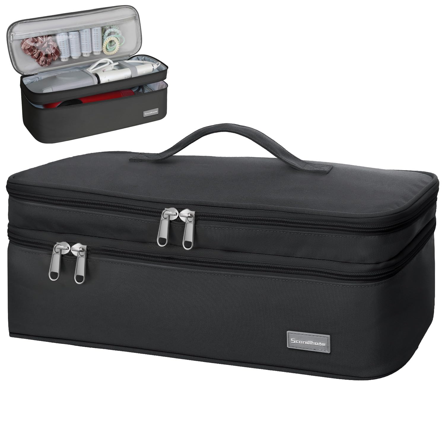 Sepwik Black Double-Layer Travel Storage Bag Compatible With Dyson Hair Dryer And Attachments, Portable Carrying Case For Hair Dryer Brush/Volumizer/Styler/Hot Tools Scandihome Series, (Bag Only)