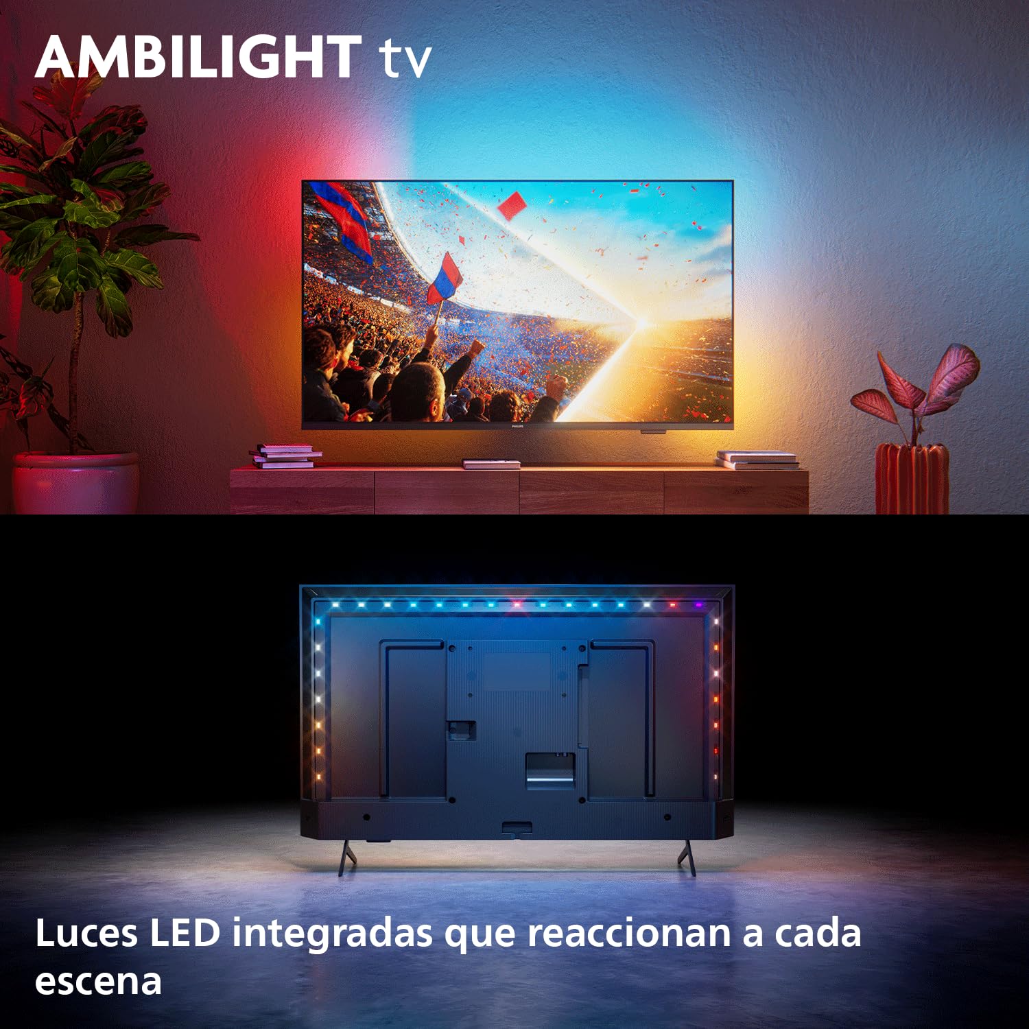 PHILIPS Ambilight TV 50PUS8001/12 50 Inch 4K QLED Smart TV | Pixel Precise Ultra HD, Titan OS, Dolby Atmos Sound