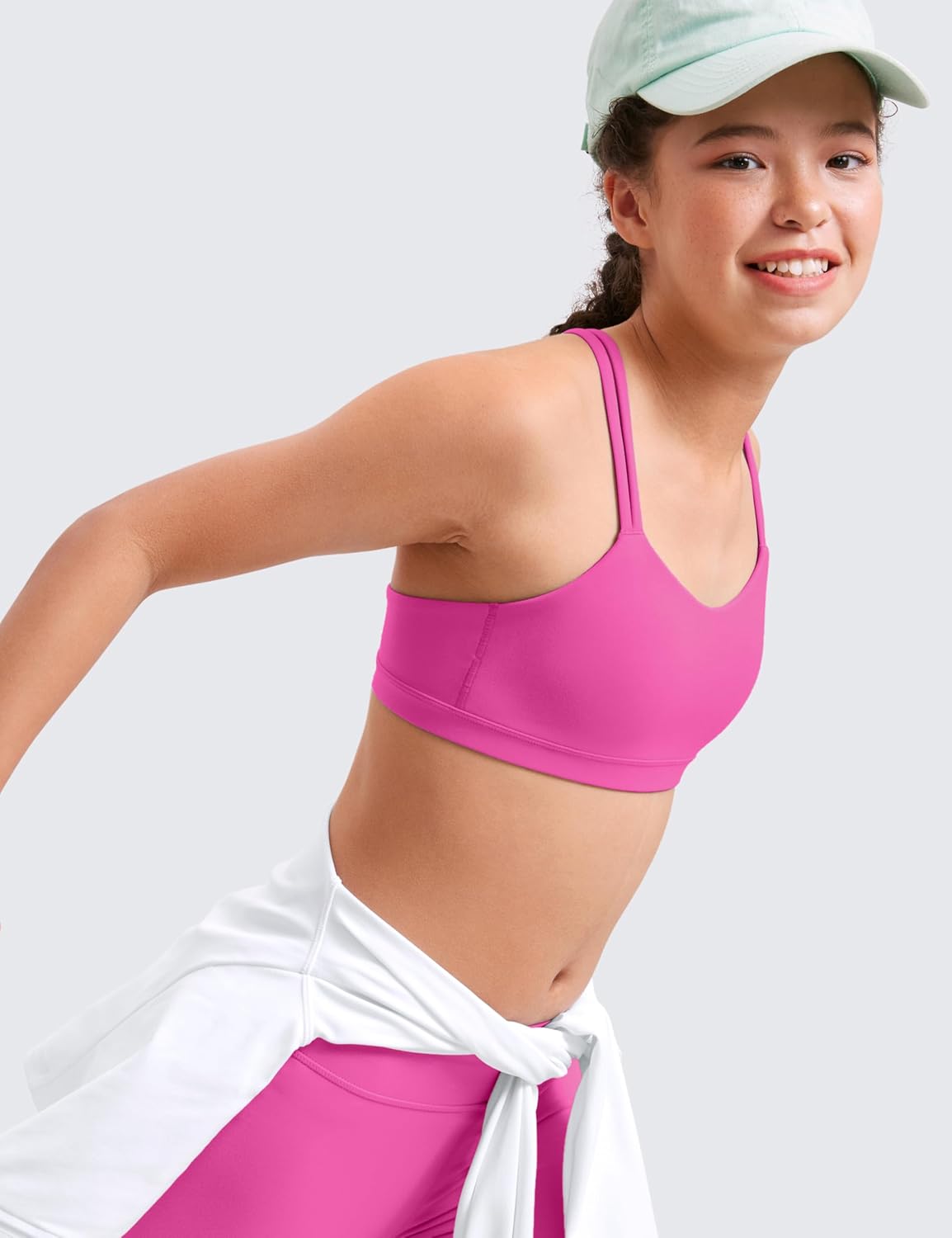 CRZ YOGA Girls Softness Mold Butterluxe Cross Sports Bra - Yoga Athletic Casual Double Spaghetti Strap Scoop Neck Kids Teen - Image 4