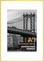 Vista 22 de Homso Marco de póster A1 en color negro, tablero fino de metal A1 con plexiglás acrílico para fotos A2 con paspartú o 23.4 x 33.1 pulgadas sin