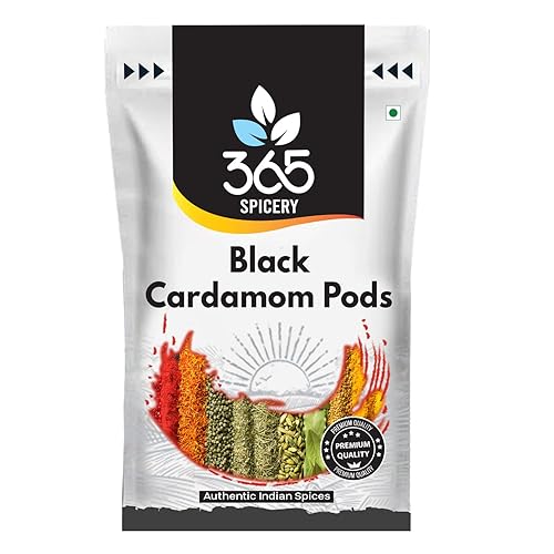 365 Spicery Cápsulas de cardamomo negro I Kali Elaichi entero I Semillas de cardamomo recién secas I All Natural I Vegan I Gluten Friendly I Non-GMO