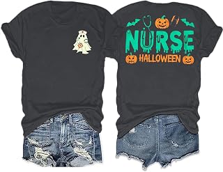 Emergency Department Halloween Shirt Woman Halloween Er Nurse Shirts Nurse Gifts Shirt Casual Short Sleeve Tee Tops