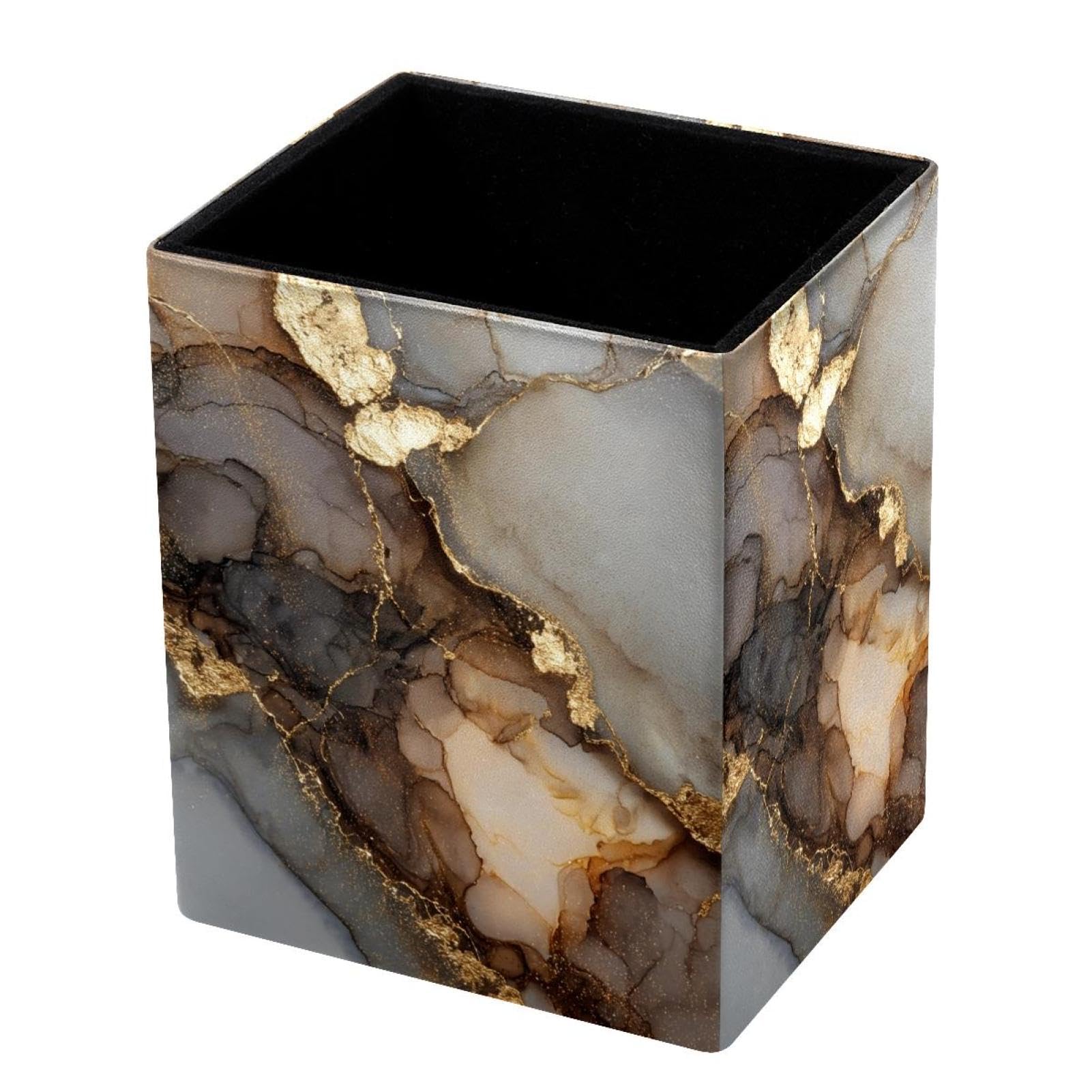 VAPOKF Pencil Holders for Desk, Marble Texture Printed Pen Holders Pen Pot Makeup Brushes Storage Desktop Stationery Supplies Organiser for Home Office