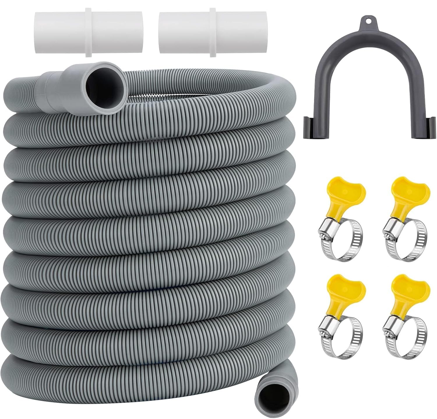 Washing Machine Drain Hose, Universal Drain Hose Extension Kit for Washer, Dishwasher, Flexible Discharge Hose for LG/GE/Samsung, Fit up to 1-1/2 Inch Drain Outlets (3M)
