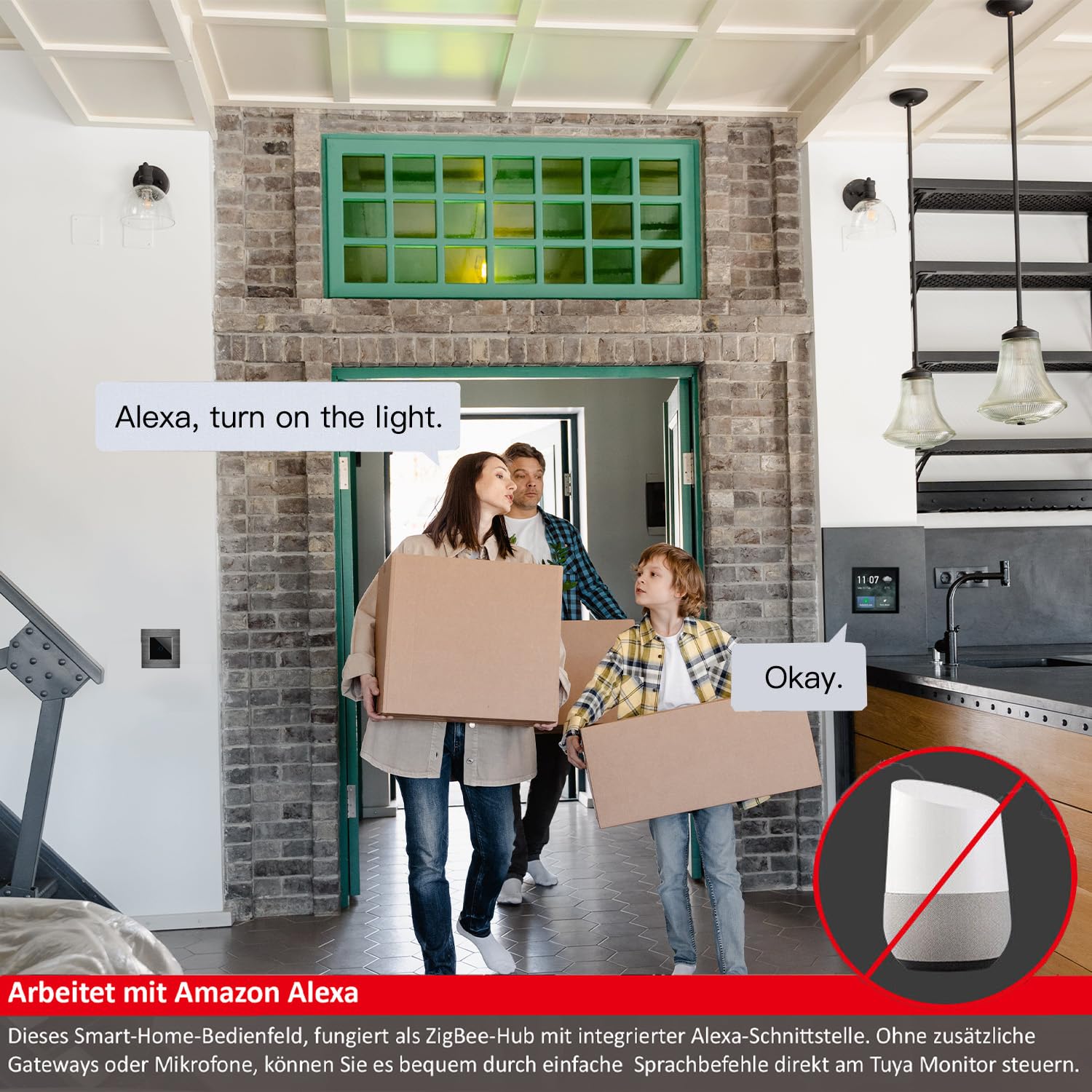 Luxus-Time Digitales WiFi Raumthermostat Heizungsthermostat Modul externen Sensor Thermostat Fußbodenheizung programmierbar Tuya App Alexa Google HTWI (Tuya Touch Monitor Steuerbildschirm)