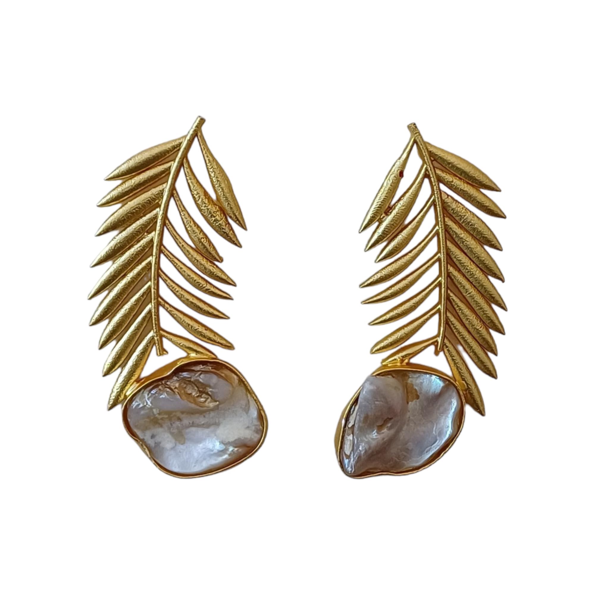 JEWILLEY Latest Unique Leaf Design Gold-Plated Earrings for Women| Mother of Pearl Embedded Earring, Fashion Jhumka Accessories for Women and Girls (B0CTF169CZ) Amazon Price History, Amazon Price Tracker
