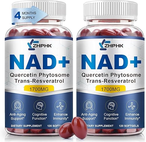 Suplemento NAD Softgels de 1700 mg, suplementos Nad para mujeres y hombres con fitosoma de nicotinamida ribósido quercetina, resveratrol trans y