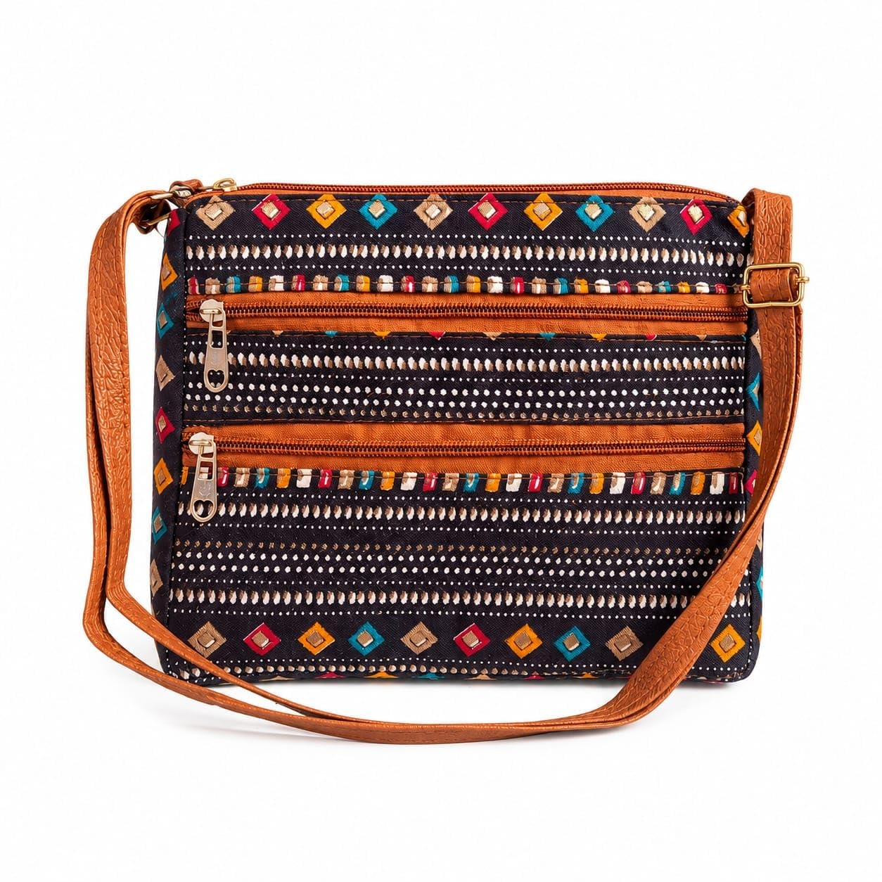 ELENI Ethnic Printed Sling Bag for Women Stylish Crossbody Purse Multi Zip-image-22