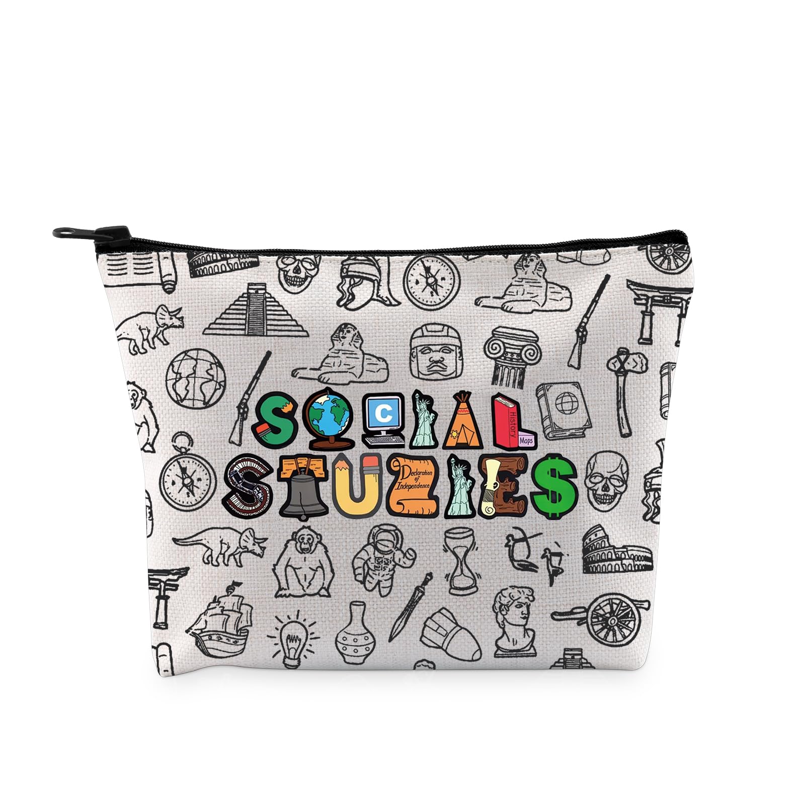 G2TUP Funny Social Studies Gift Social Studies Makeup Bag History Teacher Cosmetic Bag Social Studies Lover Gift Sociology lover Gift (Social Studies MB)