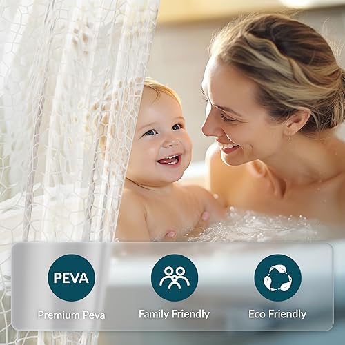 Miniatura 2 de Titanker Forro de cortina de ducha transparente con cubo de agua, forro de ducha de plástico de peso medio, PEVA, cortinas de ducha impermeables