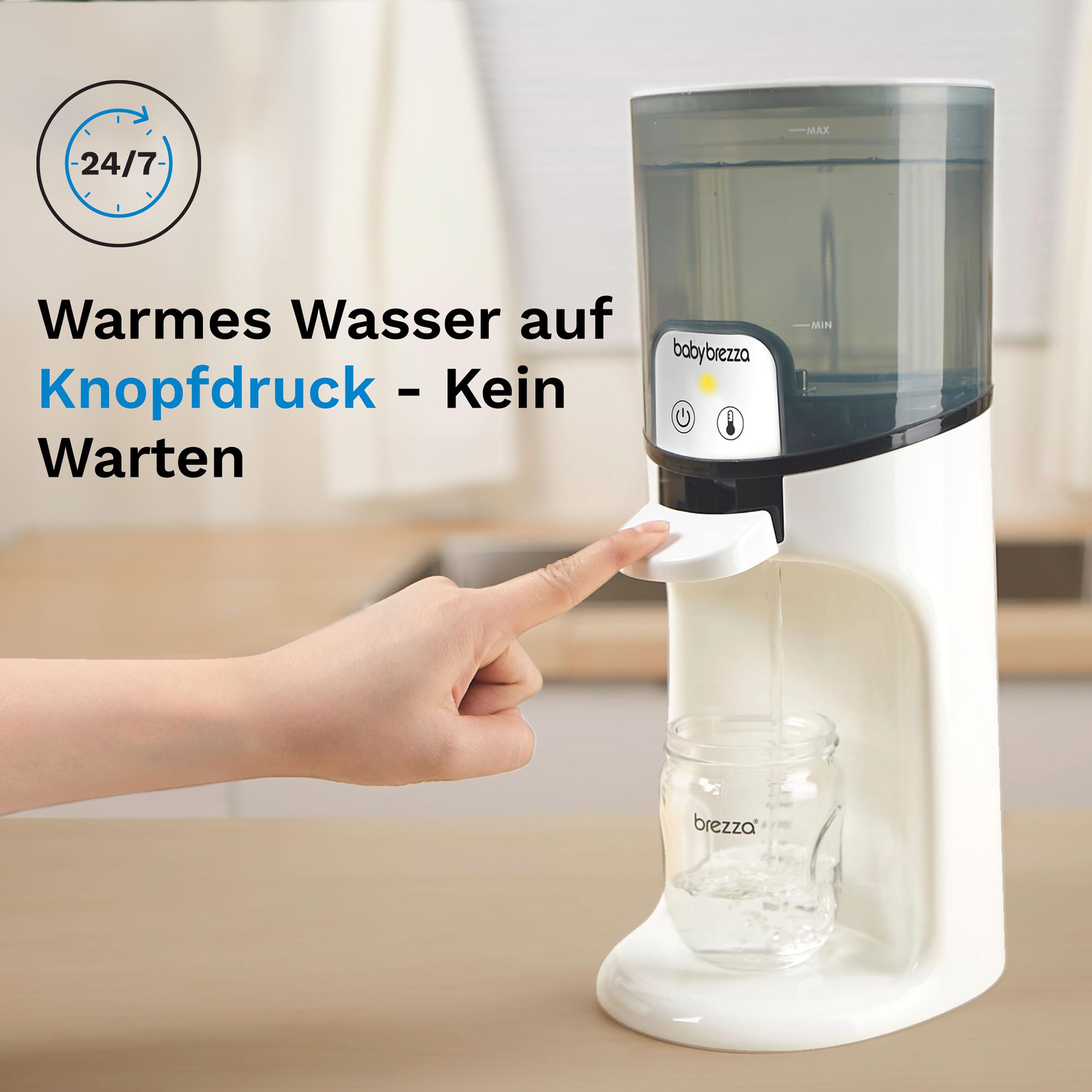 Baby Brezza Instant Water Warmer – Flaschenwärmer für Babyflaschen, sofort warmes Wasser für Babynahrung, 3 Temperaturen (22/37/40°C), ideal für Nachtfütterung & Säuglingsnahrung