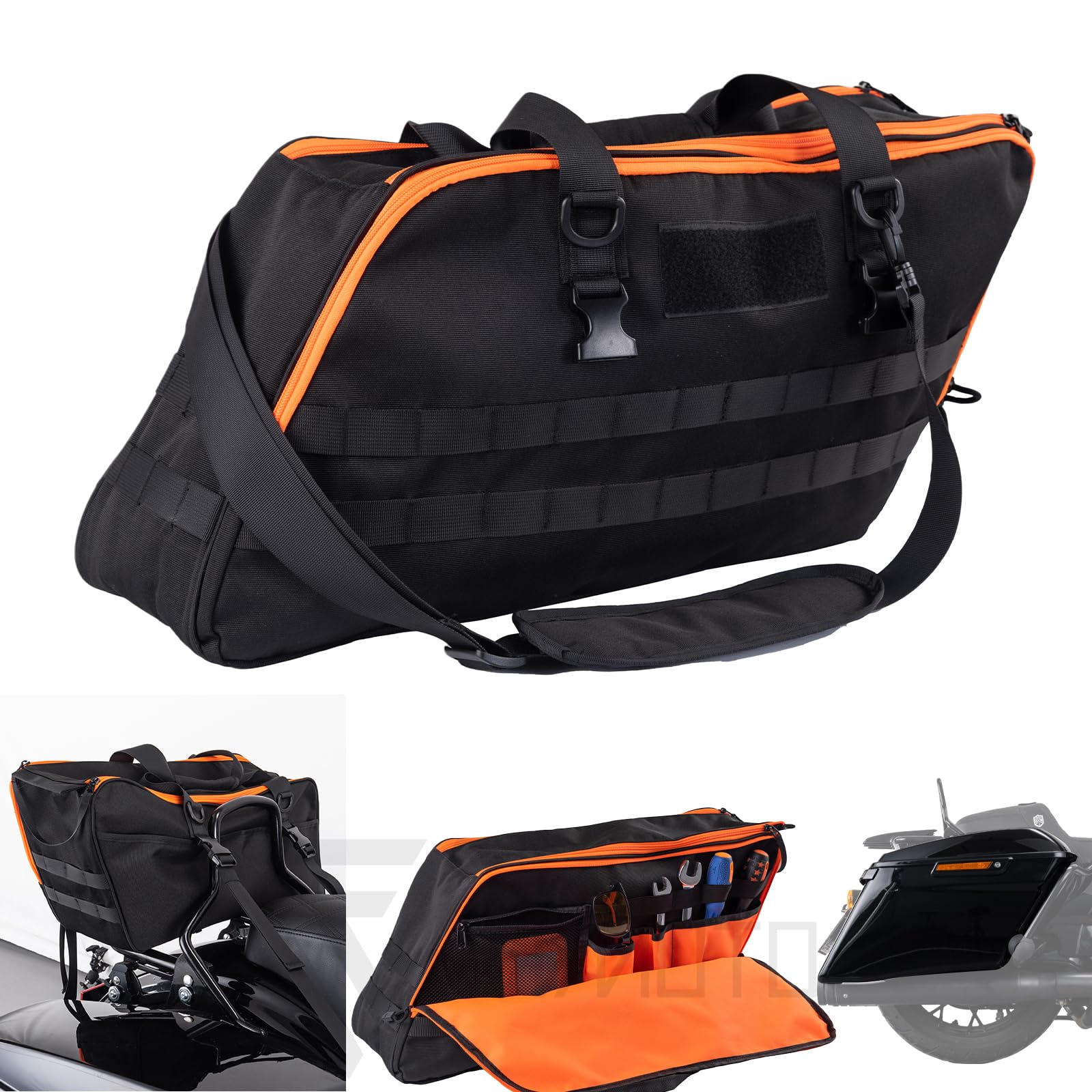 FVMOTO Motorcycle Saddlebag Liner Bag, Hard Saddle Bag Organizer, Insert Single-side Travel Luggage Compatible with Harley Touring Street Glide Road King Road Glide Electra Glide, 1 Bag Only, Black