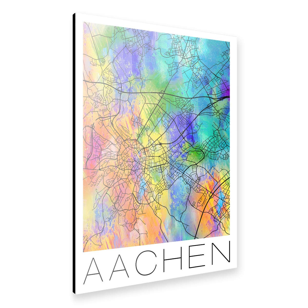 artboxONE Alu-Print 60x40 cm Retro Map of Aachen Germany von Künstler David Springmeyer