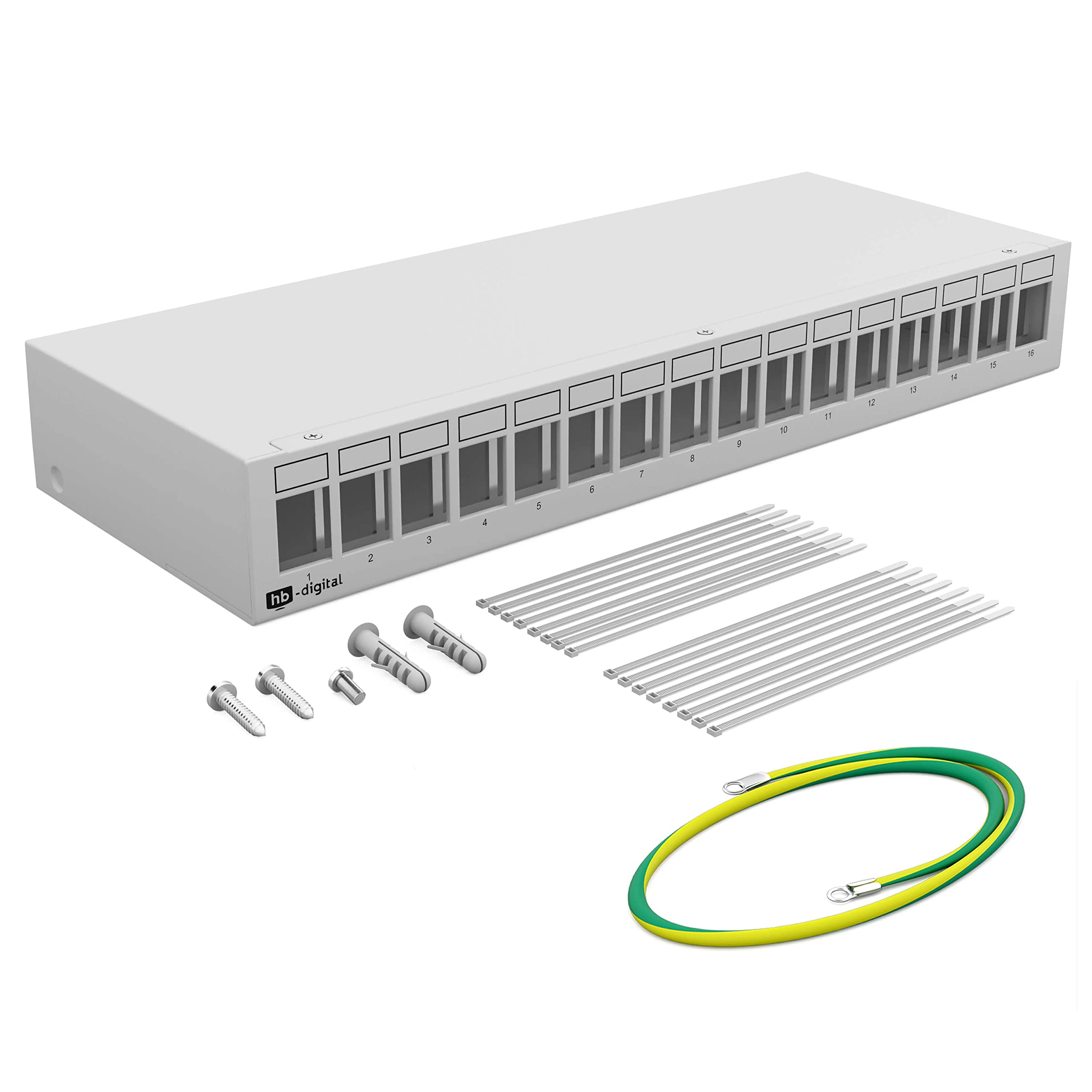HB-DIGITAL SET: Patchpanel Gehäuse für Keystone Module + Keystone RJ45 Buchse Jack für Netzwerkinstallation kompatibel mit Verlegekabel LAN Ethernet | SCHWARZ