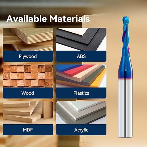 Miniatura 3 de Fresas de punta de bola de carburo de 14 pulgadas de diámetro de corte de 18 pulgadas con revestimiento nano azul para fresado lateral, mecanizado