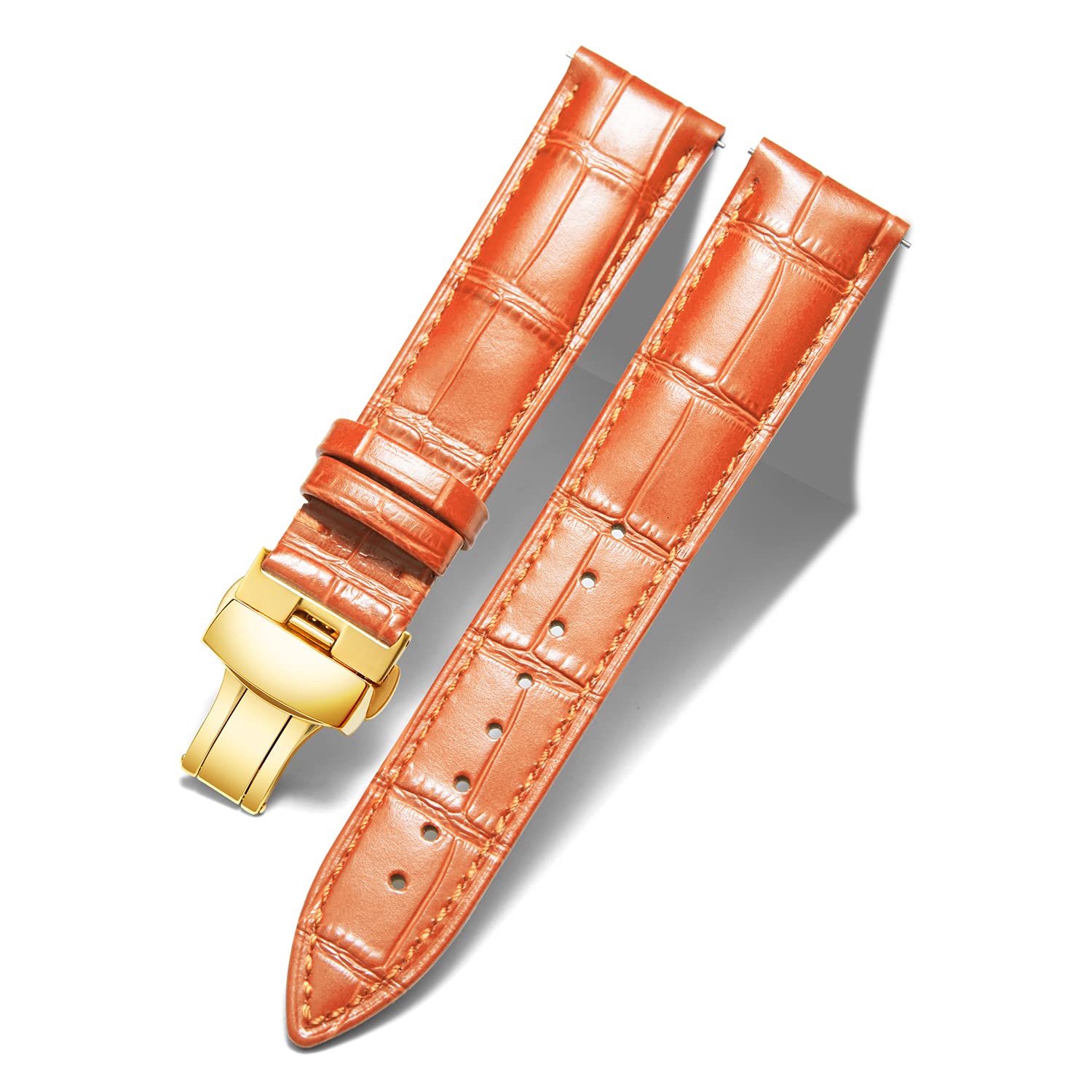 BINLUN Leather Watch Bands Replacement Alligator Pattern Watch Strap for Men Women with Silver/Gold/Rose Gold Butterfly Deployment Buckle 12mm 13mm 14mm 16mm 17mm 18mm 19mm 20mm 21mm 22mm 23mm 24mm — view 12