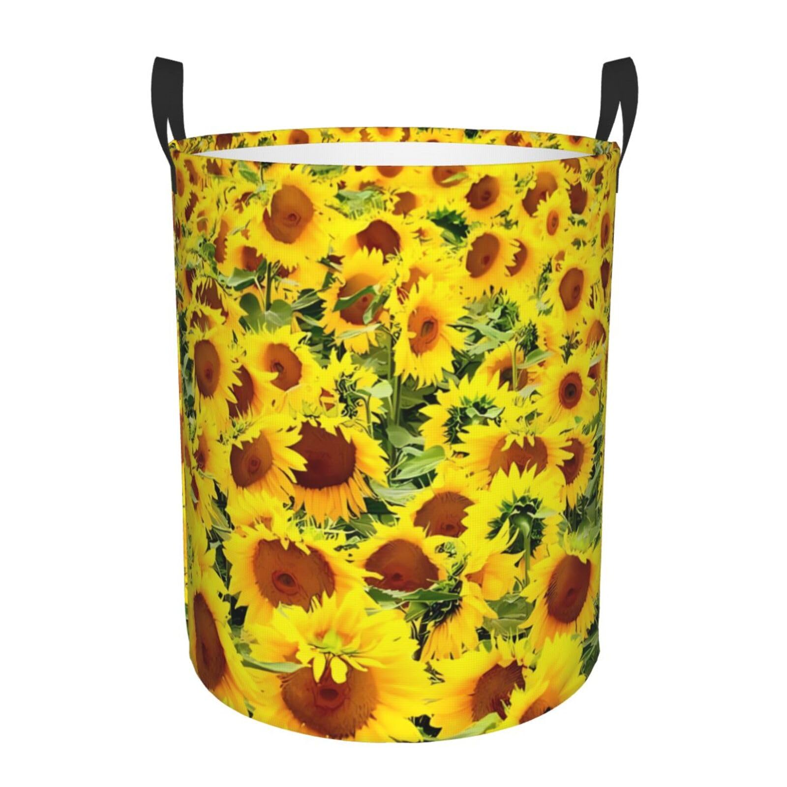 S Circular Hamper – Collapsible Beautiful Sunflower Print Laundry Basket