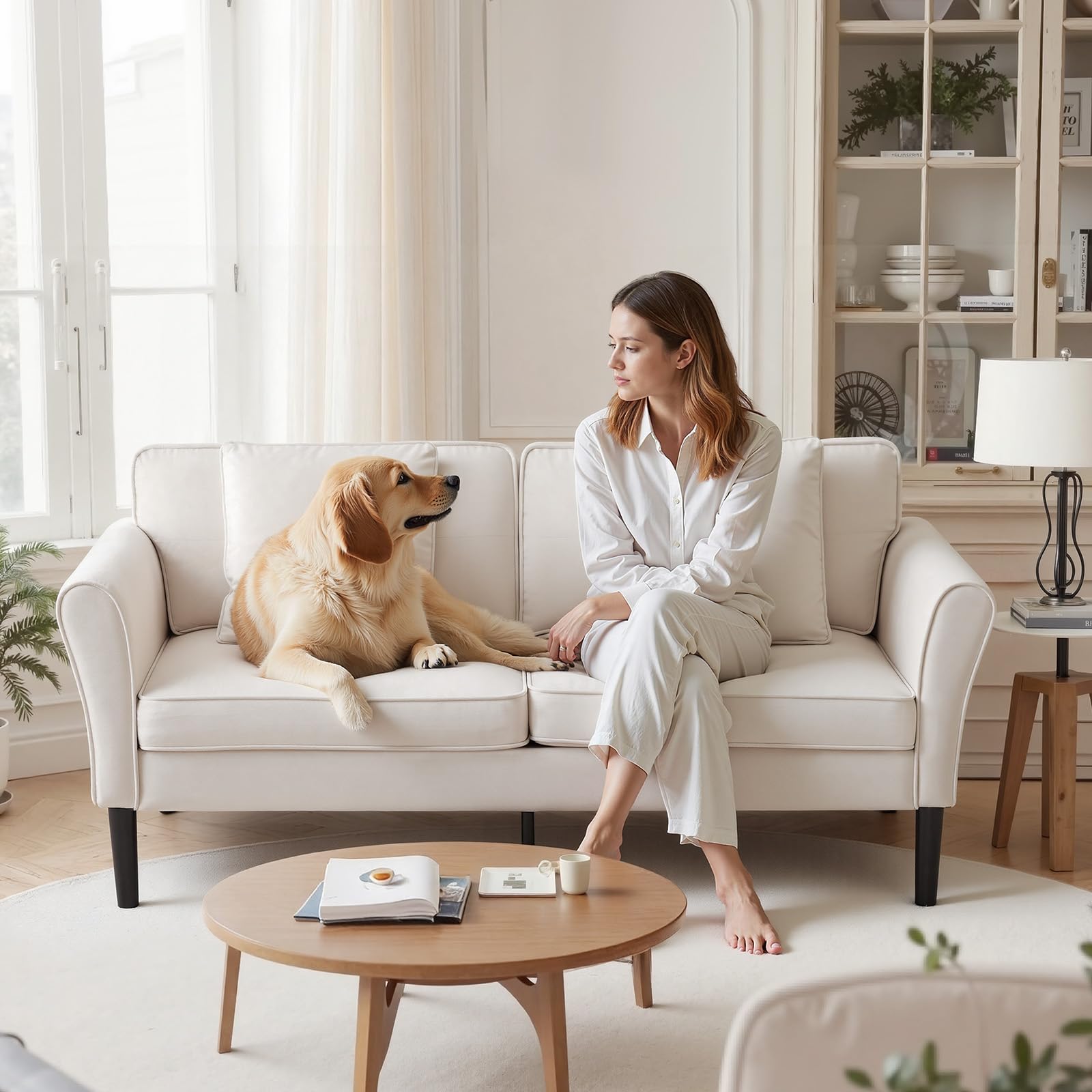 VEVOR Zweisitzer-Sofa Zweisitzer-Sofa – Weiß Samt, 176 cm