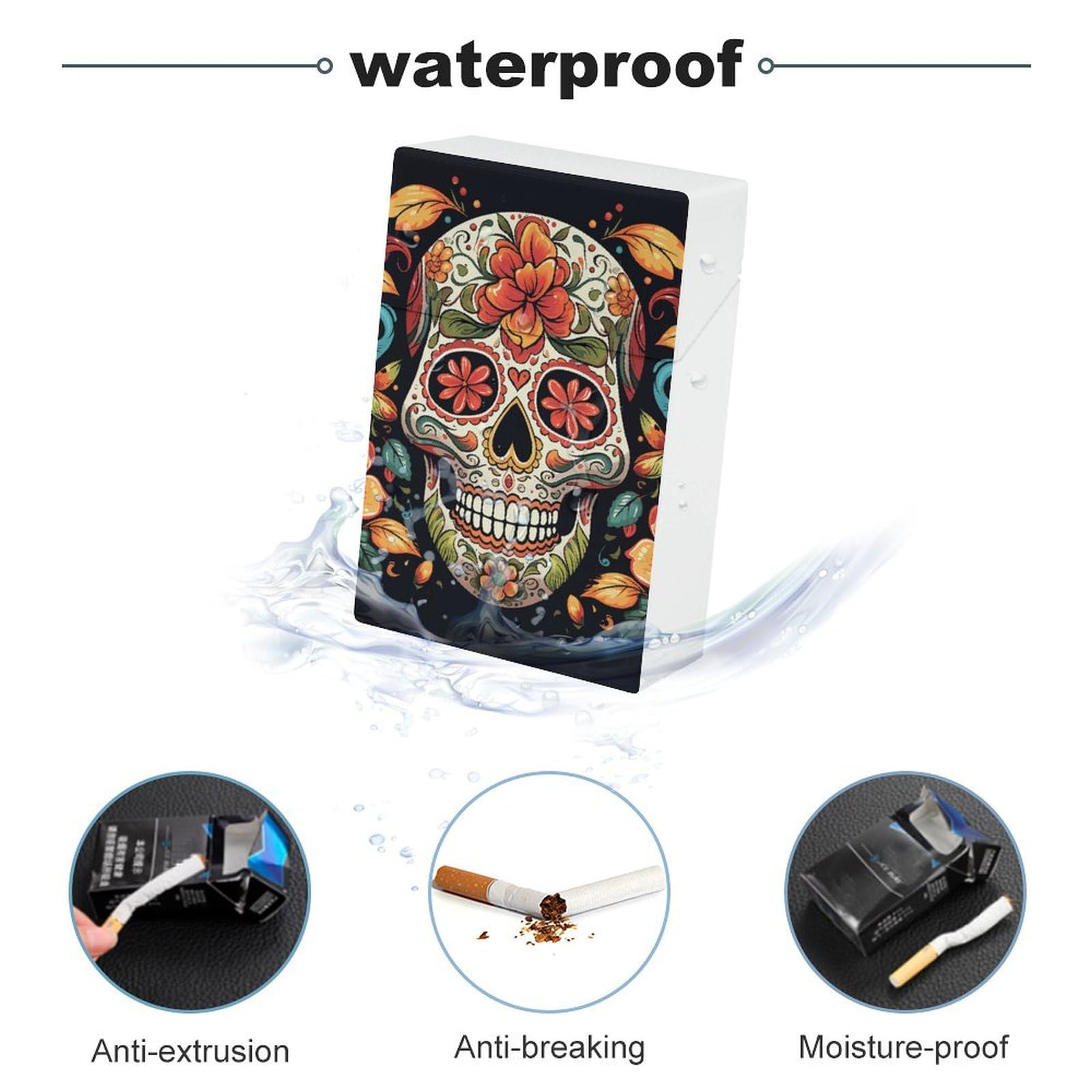 Amazon.com: Colorful Sugar Skull Cigarette Case Normal Size Cigarette  Holder Case Skul Style Box 20 Capacity Women and Men Perfect for Roll Your  Own Cigs : Health & Household