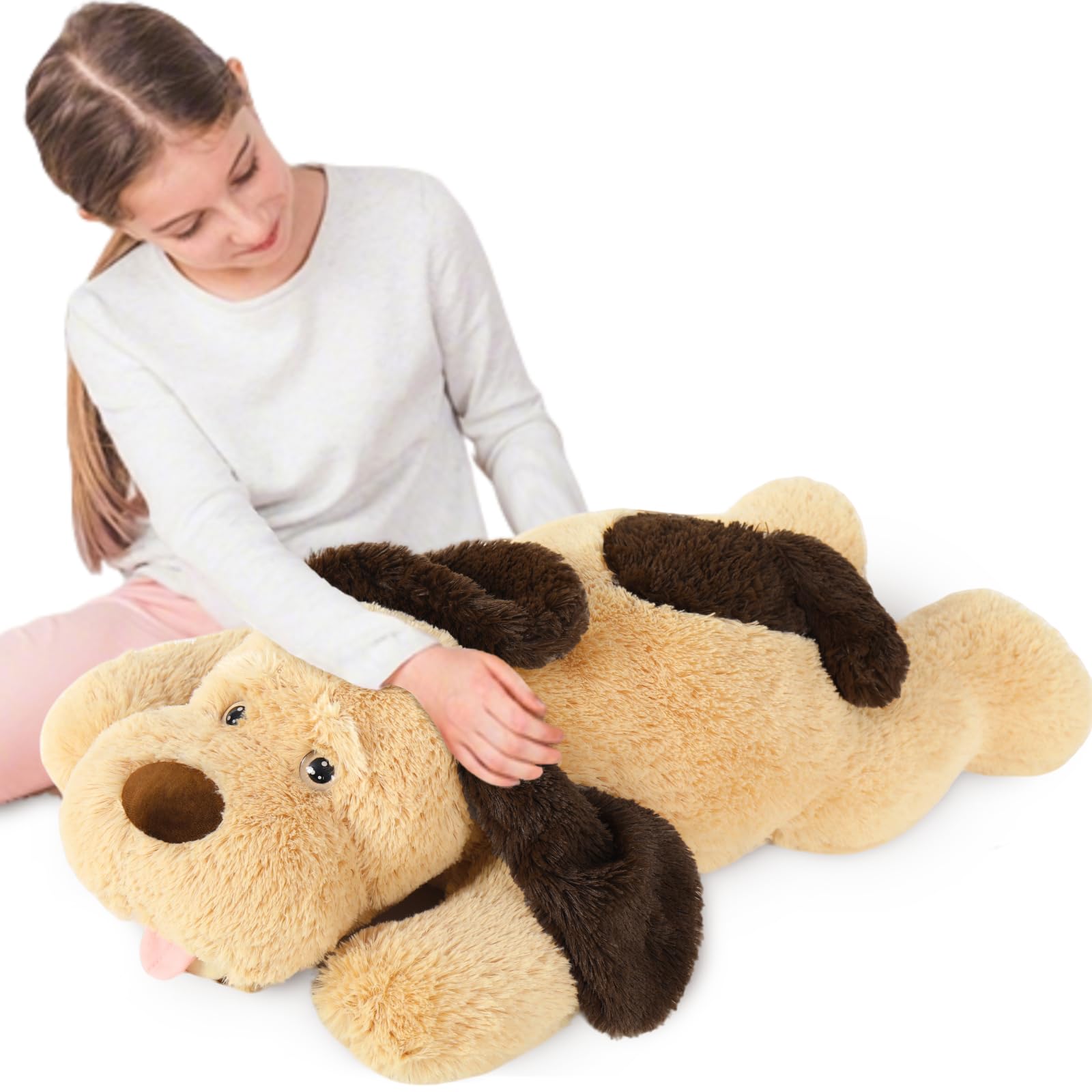 Photo 1 of MorisMos Giant Dog Stuffed Animals, 31inch Large Dog Plush, Fluffy Soft Big Puppy Pillow Birthday Gift for Kids, Girls, Boys, Brown