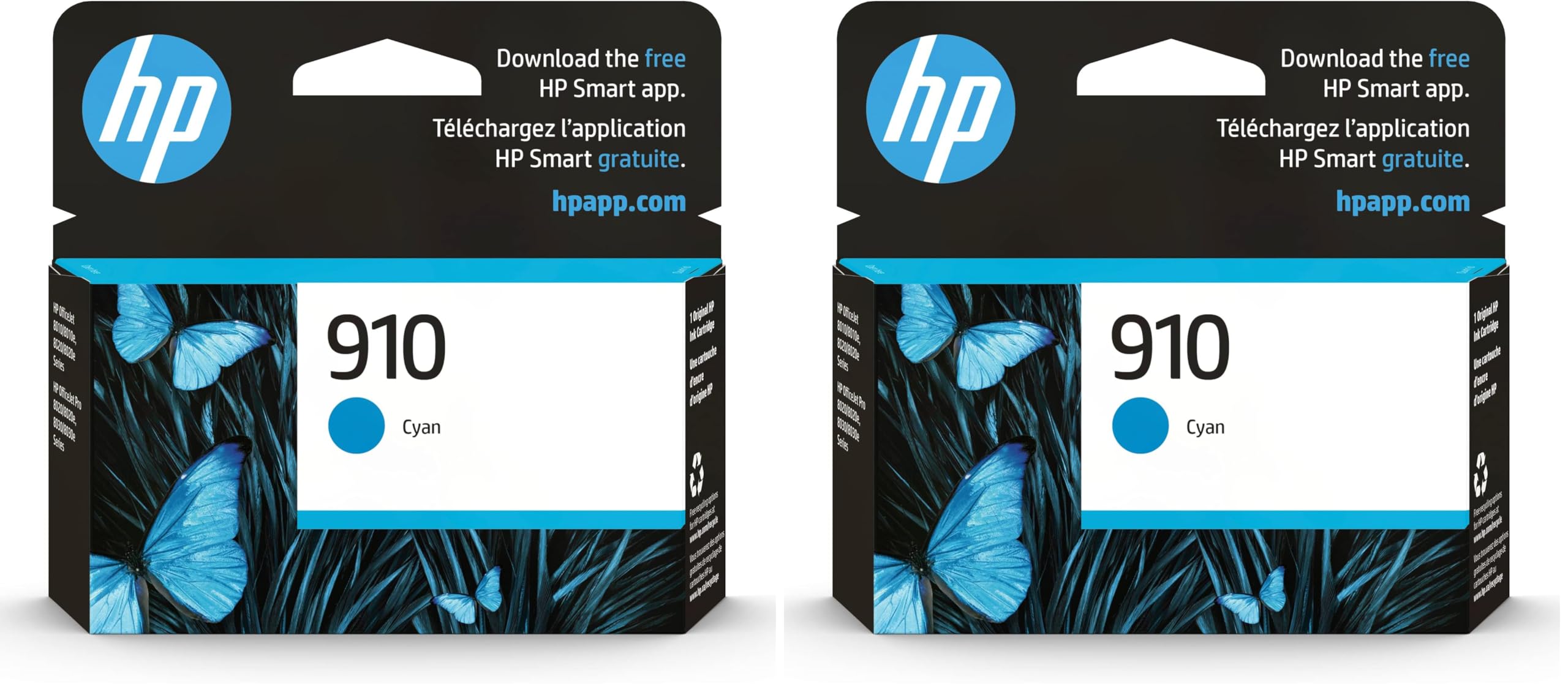 HP 910 Cyan Ink Cartridge 2-Pack | Fade-Resistant Ink for OfficeJet Printers - main product image