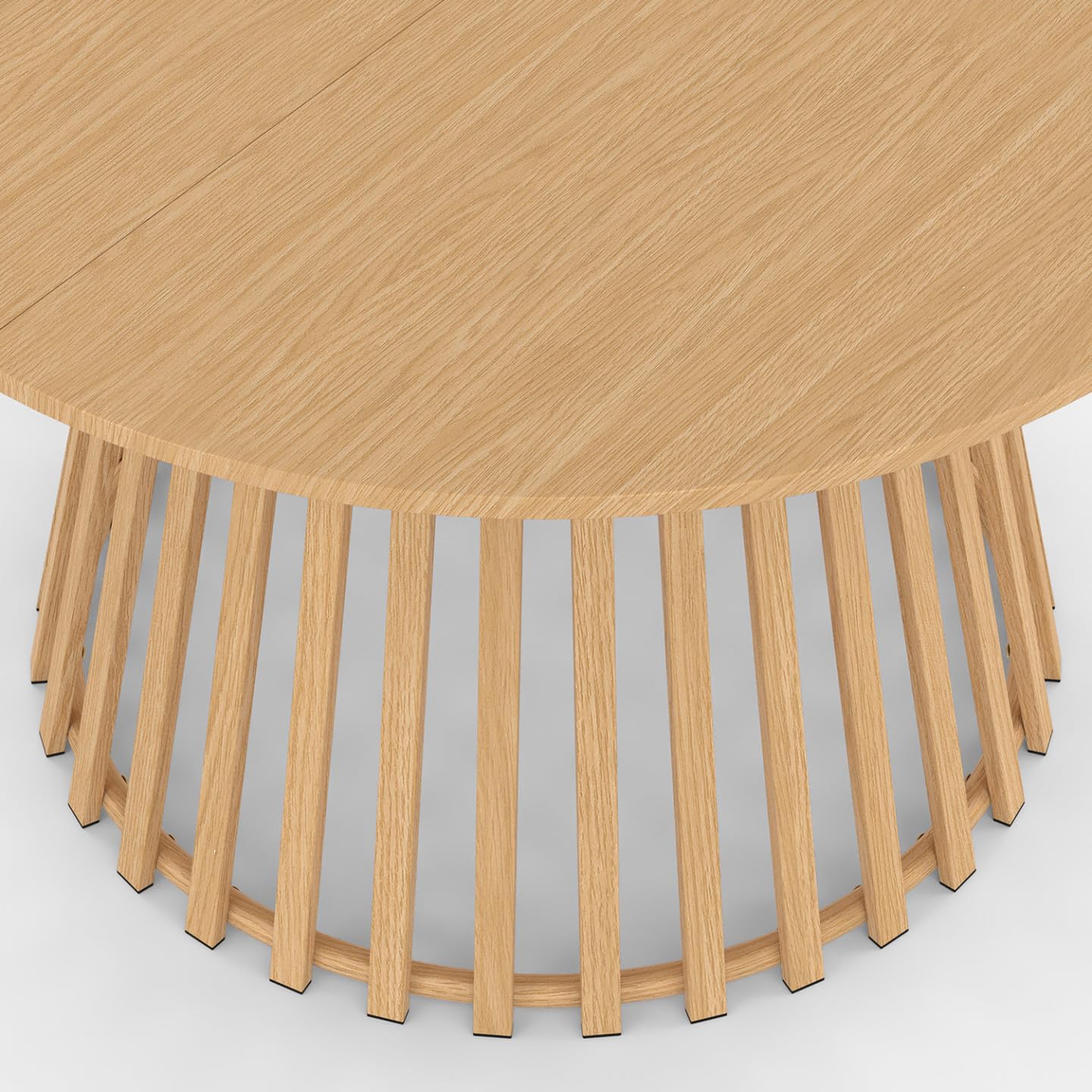 Table de Jardin Ronde SOLAL 120 cm 6 Personnes Pied Lattes Métal Effet Bois
