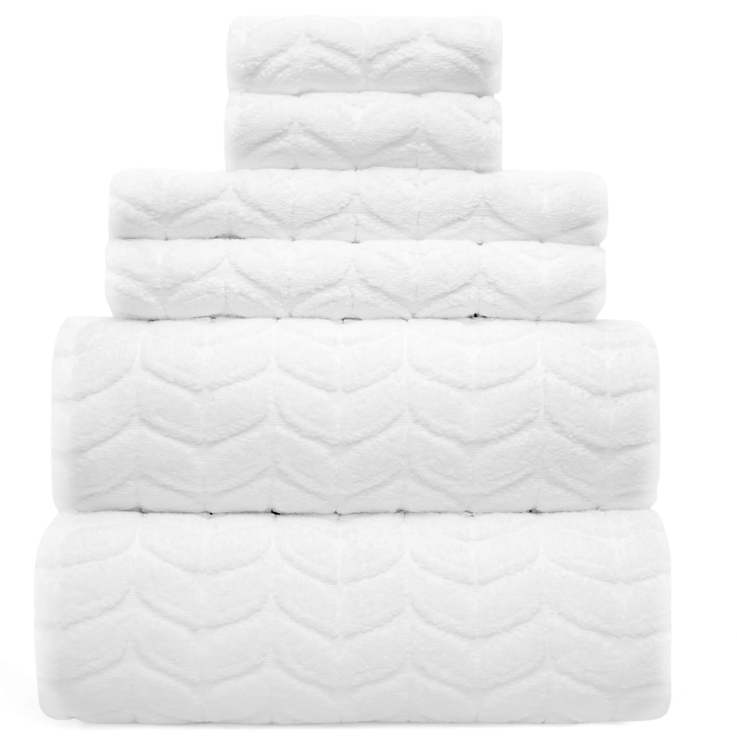 Luxury 100% Cotton Decorative Bath Towel Set of 6, Ultra Soft - White700 GSM - Soft, Quick Dry & Plush | Absorbent Zero-Twist Cotton | Hanging Loops | OEKO-TEX 100 | Towel Set for Bathroom