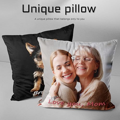 Miniatura 5 de Almohada personalizada con foto y texto, regalo conmemorativo personalizado para familiares, mascotas, día de la madre, funda de almohada de 16 x 16