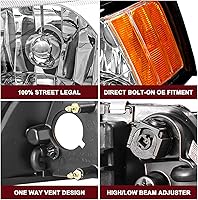 Vista 6 de JSBOYAT Par de montaje de faros delanteros para Ford Mustang 1999-2004 [tipo halógeno de fábrica] Par de repuesto de faros delanteros estilo OE