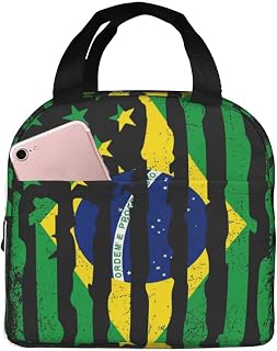 Brazilian American Pride Usa Flag Brazil Roots Lunch Box For Women Men Reusable Insulated Leakproof Lunch Bags Cooler Tote Bag For Work Picnic Or Travel