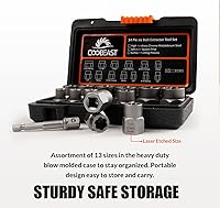 Vista 5 de Juego de extractor de pernos resistente, 13 piezas con adaptador de 3/8 pulgadas, para tuercas peladas, tornillos oxidados, redondeados y dañados