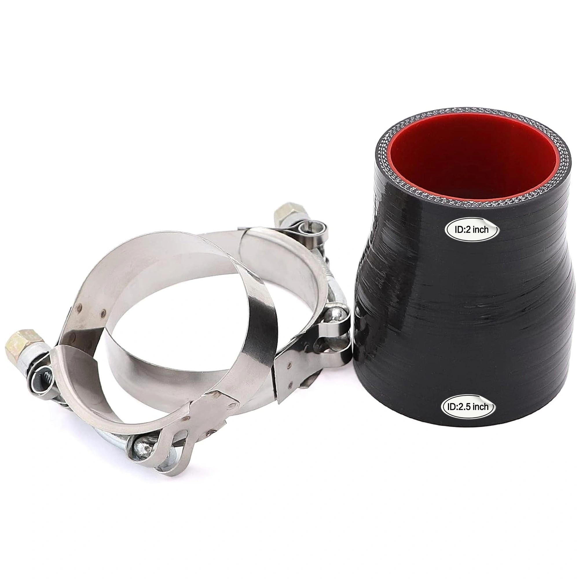 ID 2 to 2.5 Inch Straight Reducer Coupler Silicone Hose,4-Ply