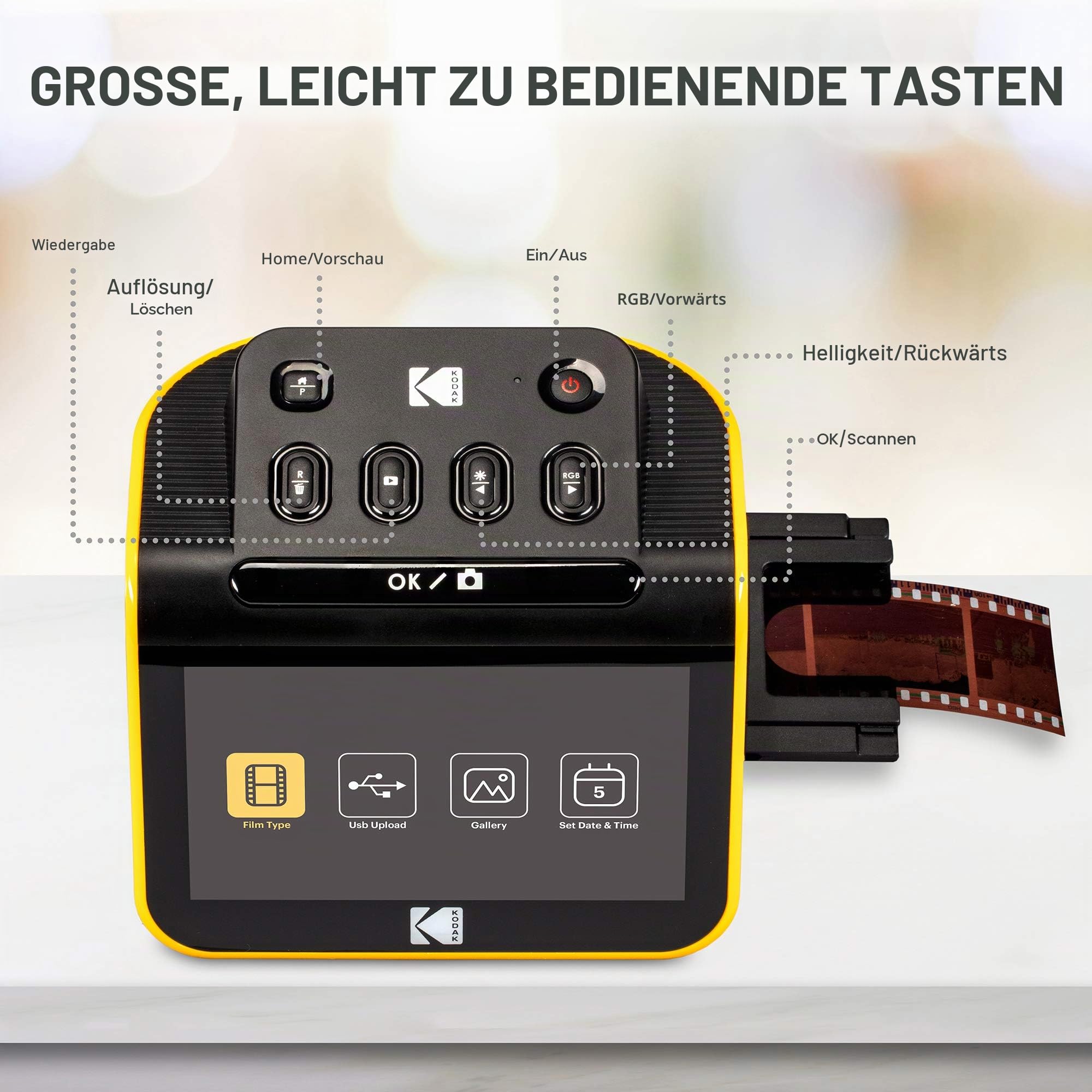 KODAK Slide N SCAN Film und Slide Scanner 5 Zoll LCD-Bildschirm, Schwarz