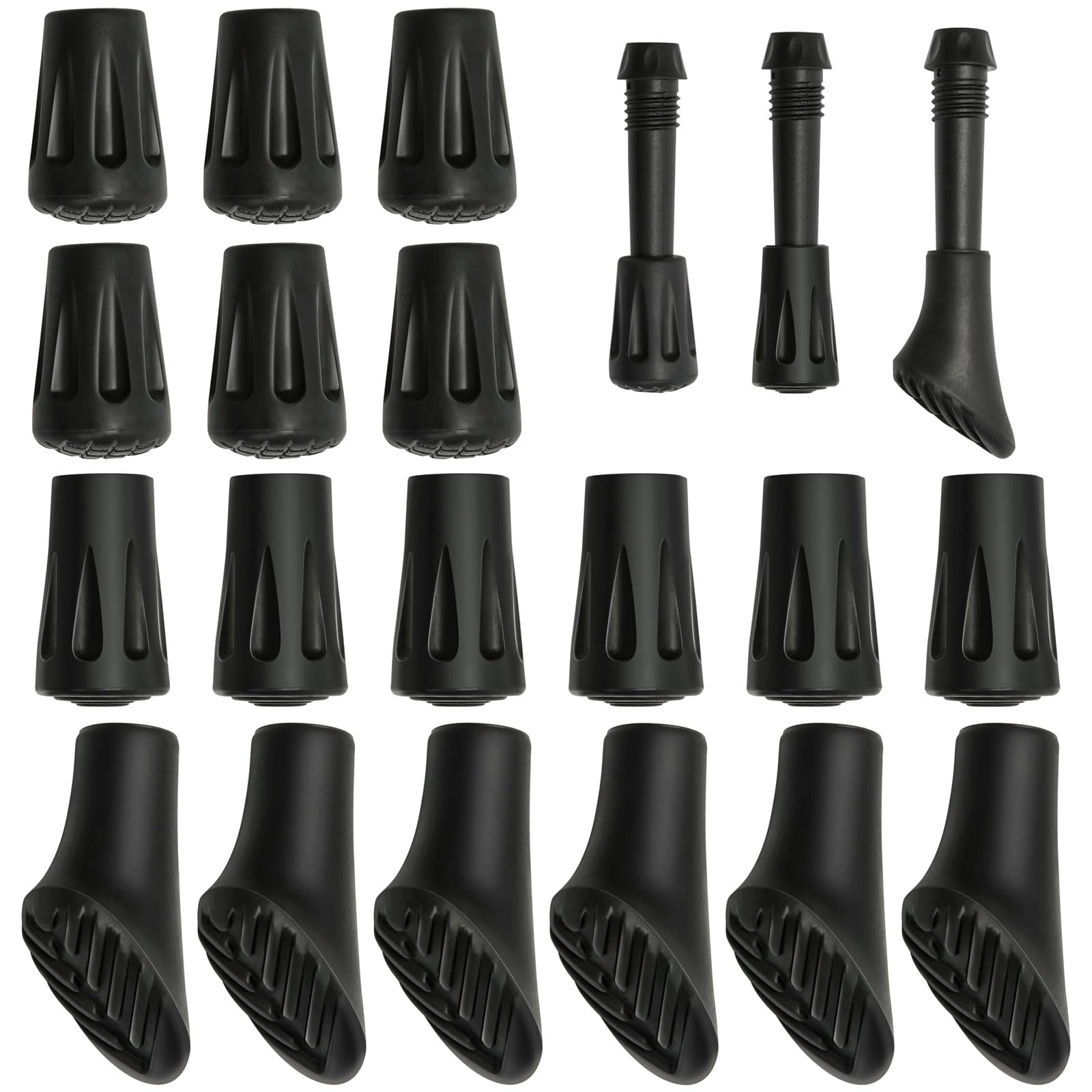 18 Stück Nordic Walking Stöcke Gummipuffer rutschfeste für Alle Gängigen Nordic Walking Wanderstöcke, Gummipuffer für Wanderstöcke Asphalt Kies Berge Wandern Gummistopper Aufsätze, 3 Stiles