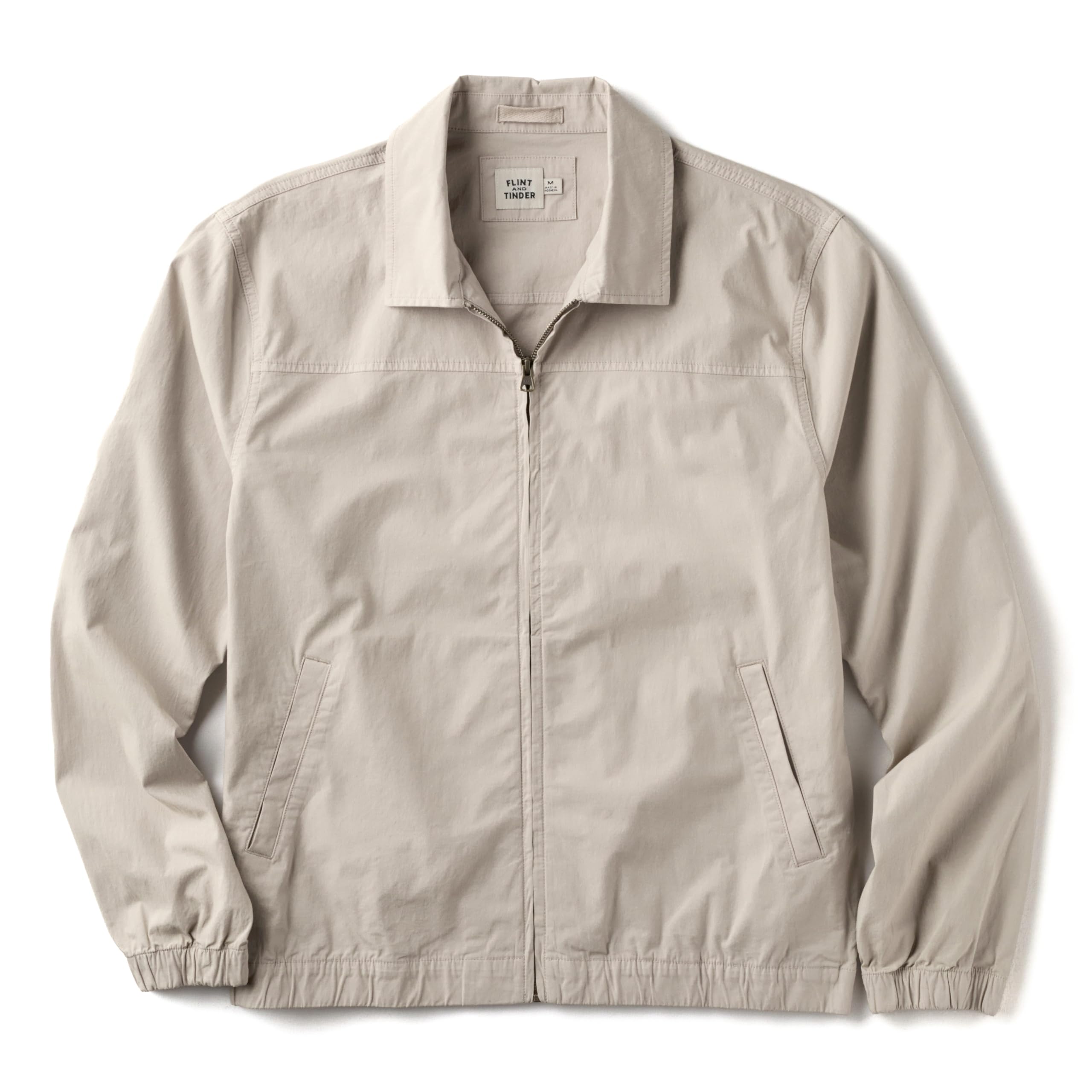 Huckberry Flint and Tinder Poplin Sportsman Jacket, Mens Lightweight Cotton Jacket, Khaki, XL