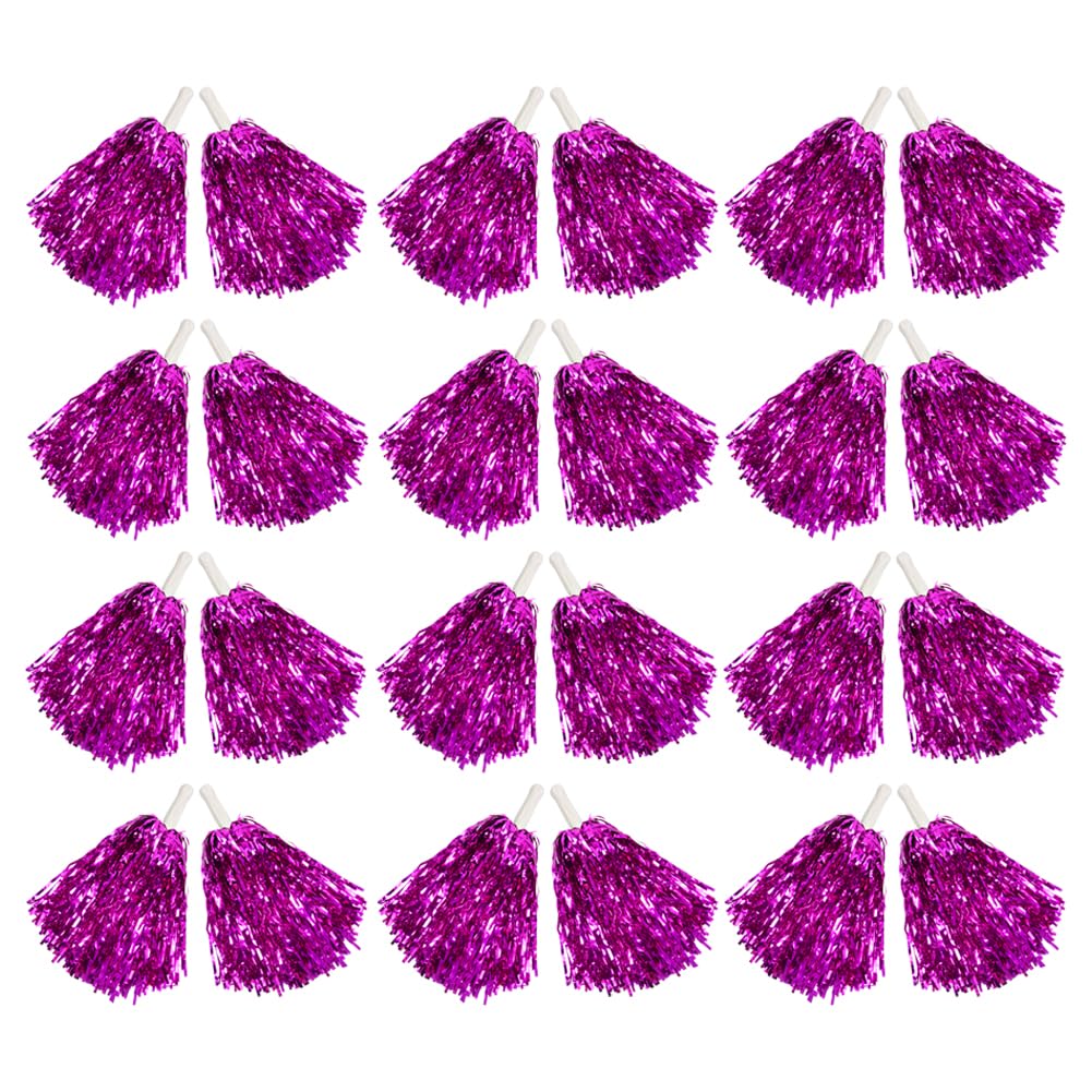 Hooshing Lot de 24 pompons de pom-pom girl en feuille métallique avec