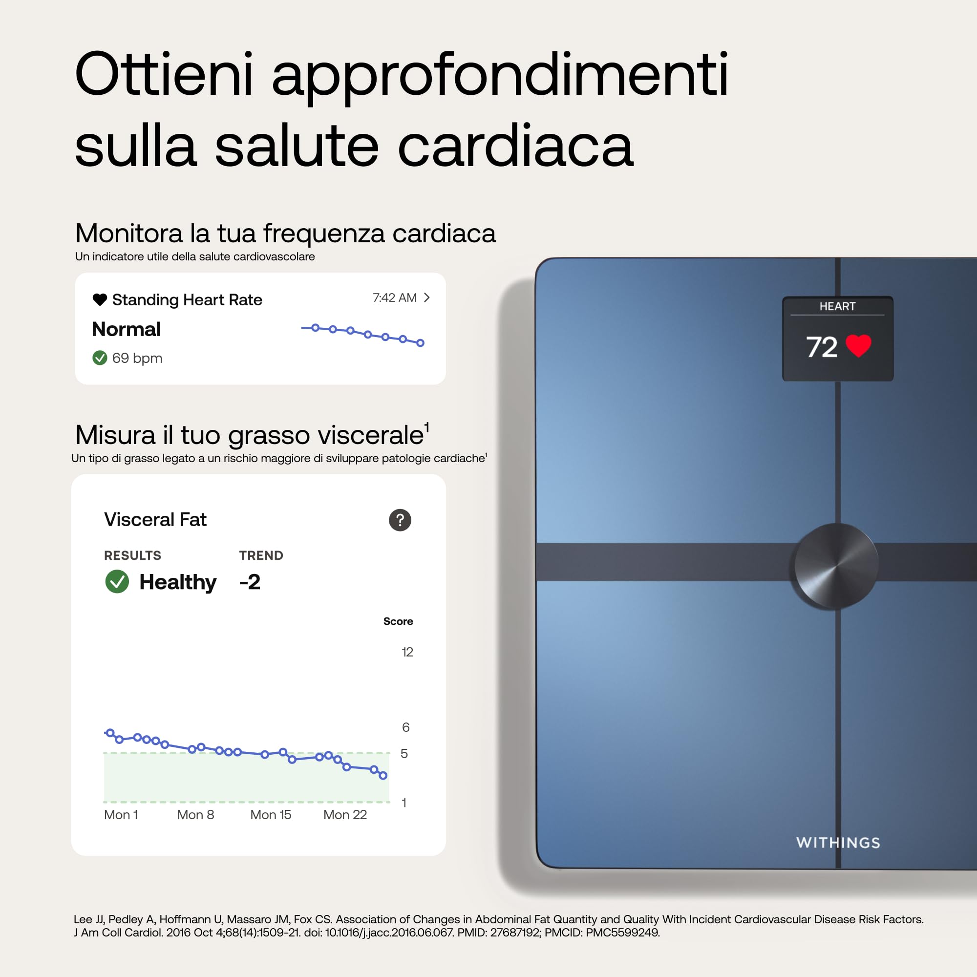 Withings Body Smart - Bilancia pesapersone con composizione corporea (peso, massa grassa, muscolare, ossa, acqua, indice di grasso viscerale), Bilancia digitale WIFI, fino a 8 utenti
